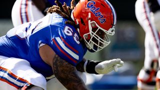 Kingsley Eguakun NFL Draft Scouting Report (Scouting Reports). Photo by Matt Pendleton/Gainesville Sun / USA TODAY NETWORK